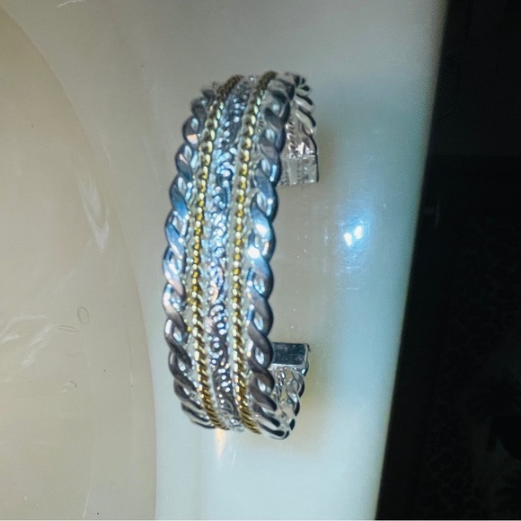 🎊Beautiful Two Tone Rope Twisted Adjustable Wrist Cuff Bracelet!!! - Picture 10 of 12